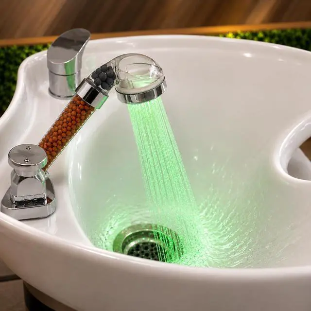 Main image of Socila LED Sprayer Head Color Changing for Shampoo bowl, Salon Shampoo Bowl Spray Head High Pressure, auto color-changing, Filter By Stones For Dry & frizz Hair