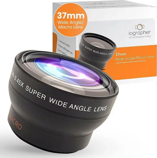 Main image of iOgrapher 37mm Wide Angle Lens for iPhone and Smartphones - Macro Lens and Wide Phone Lens - Macro Lens for iPhone and Other Smartphones - Camera Lens for Phone - Comes with Leather Case Bag