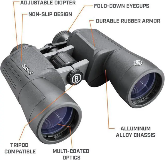 Alt view image 7 of 7 - Bushnell PowerView 2 Binoculars, High-Definition Binoculars with Multi-Coated Lenses, Durable Aluminum Alloy Chassis, Wide Field of View, Ideal for Wildlife Observation, Hiking and Sporting Events