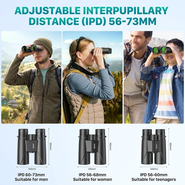 Alt view image 6 of 7 - Kylietech 12x42 Binoculars BAK4 FMC Lens Waterproof Fogproof Phone Adapter | 12x magnify, 42mm FMC lens&BAK4 prism, twist eyecups, Anti-slip Grip for birdwatch, hunt, stargaze&outdoor trips