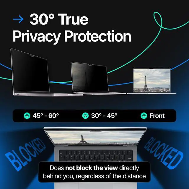 Alt view image 3 of 7 - Magnetic Privacy Screen Compatible with MacBook Pro 16" 2021, 2022, 2023, 2024, M1, M2, M3, M4 Anti-Blue Light Laptop Screen Protector Filter Blue Light Blocking Filter