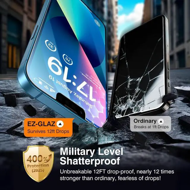 Alt view image 4 of 7 - EZ-GLAZ-4+2 Pack for iPhone 13 Privacy Screen Protector (6.1") | 2-Pack Lens Protectors, Alignment Kit, Easy Installation, 9H+ Tempered Glass, Scratch Resistant, 28° Privacy Protection
