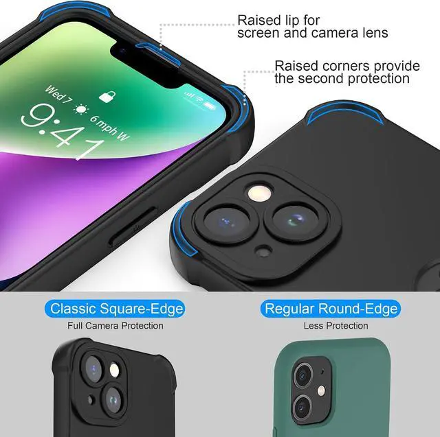 Alt view image 3 of 7 - ORETECH 3 in 1 for iPhone 14 Plus Case with 2X Screen Protector,Black | Full Body Shockproof Design Smooth Texture,15FT Military Grade, Camera Lens Shield, with Armor Front Frame Protection