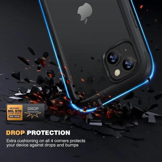 Alt view image 3 of 7 - Diaclara Designed for iPhone 14 Plus Case, Full Body Rugged Case with Built-in Touch Sensitive Anti-Scratch Screen Protector, with Camera Lens Protector for iPhone 14 Plus 6.7" (Black)