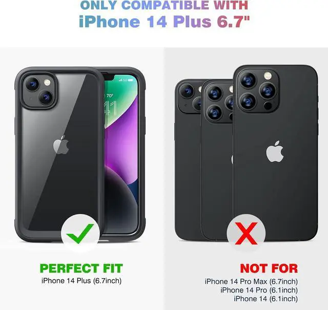 Alt view image 7 of 7 - Diaclara Designed for iPhone 14 Plus Case, Full Body Rugged Case with Built-in Touch Sensitive Anti-Scratch Screen Protector, with Camera Lens Protector for iPhone 14 Plus 6.7" (Black)