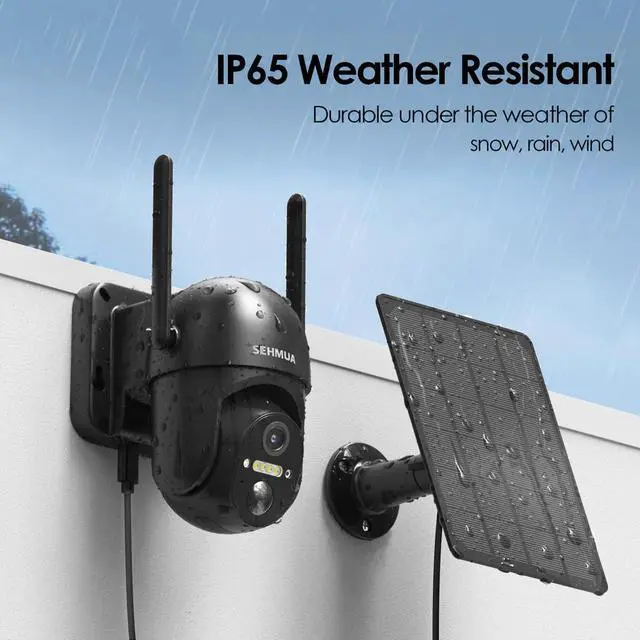 Alt view image 5 of 7 - SEHMUA Solar Security Cameras Wireless Outdoor, 2K 360° View Battery Powered Outdoor Camera, WiFi Home Security with Spotlight Color Night Vision, PIR Sensor