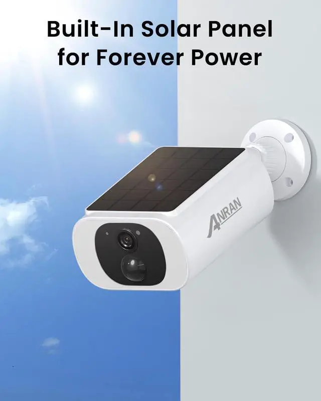 Alt view image 2 of 7 - ANRAN 2K Solar Security Cameras Wireless Outdoor with Built-in Solar Panel | 2.4Ghz WiFi Surveillance Outdoor Camera for Home Security, Color Night Vision, 2-Way Talk, IP67 Waterproof, Work with Alexa