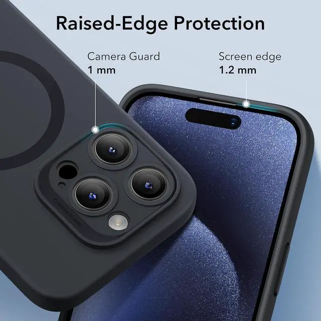 Alt view image 5 of 6 - ESR for iPhone 15 Pro Max Case with MagSafe, Supports Magnetic Charging, Slim Liquid Silicone Case, Shock Absorbing, Screen and Camera Protection, Cloud Series, Black