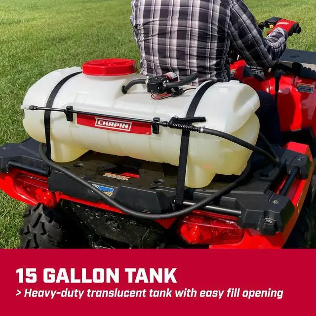 Alt view image 5 of 6 - CHAPIN 8-Gallon ATV Spot Sprayer, 12V Pump for Easy Spraying | Chemical-resistant tank; ideal for ATV and UTV spraying, handles weed control, fertilizers and pest controls with 10ft hose