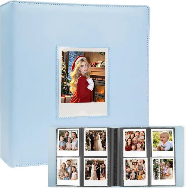 Main image of Veicevol 256-Pocket Album for Polaroid i-Type, 600 & SX-70 Photos, Blue | Designed for Fujifilm Instax Wide Photos, Water-Resistant PU Leather Cover, Front Window, Securely Holds Up to 256 Photos