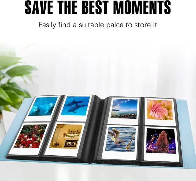 Alt view image 7 of 7 - Veicevol 256-Pocket Album for Polaroid i-Type, 600 & SX-70 Photos, Blue | Designed for Fujifilm Instax Wide Photos, Water-Resistant PU Leather Cover, Front Window, Securely Holds Up to 256 Photos