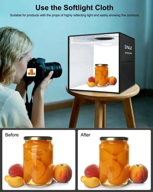 Alt view image 5 of 7 - Photo Studio Box, PULUZ 40cm Folding Lightbox 160 LED Ring Light Portable Photo Studio Photography Shooting Tent Box Kit 12 Colors Backdrops USB Light Box for Phones DSLR Camera 16 x 16 inch