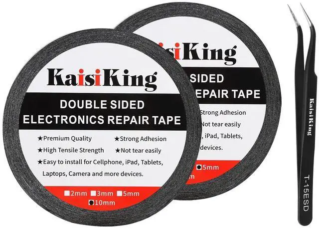 Main image of Kaisiking 5mm / 10mm x 50M Double Sided Adhesive Tape LCD Touch Screen Tape | Phone Repair Tape with 1 Tweezers for Cell Phone, iPad, Tablets, Laptops, Camera, LCD Screen