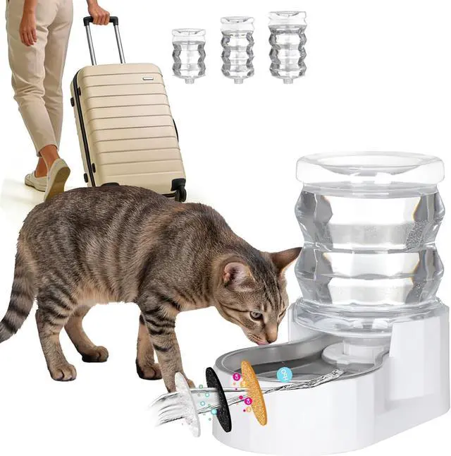 Main image of RIZZARI 4L Gravity Cat Water Dispenser: Filtered Water for Kittens | Apartment-Friendly Size/Cleaner Water Every Day/Perfect for Small Pets/Less Frequent Refills/Quick Daily Cleaning