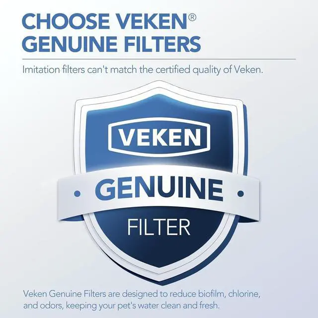 Alt view image 2 of 7 - Veken Cat Water Fountain Filters, 16 Pack Replacement Filters | and 16 Pack Replacement Pre-Filter Sponges Set for 50oz, 84oz, 95oz or 108oz Automatic Pet Fountain Dog Water Dispenser