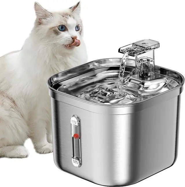 Main image of Homtyler Cat Water Fountain, Stainless Steel Pet Water Fountain for Cats Inside, 3 Filters&Ultra-Quiet Pump, 2.2L/73oz Automatic Dog Dispenser Water Bowl, Multiple Pets Water Fountain
