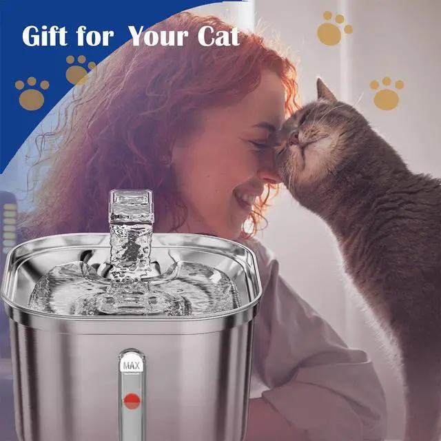 Alt view image 5 of 7 - Homtyler Cat Water Fountain, Stainless Steel Pet Water Fountain for Cats Inside, 3 Filters&Ultra-Quiet Pump, 2.2L/73oz Automatic Dog Dispenser Water Bowl, Multiple Pets Water Fountain