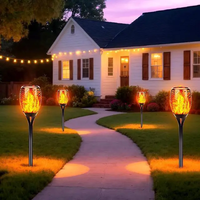 Alt view image 3 of 7 - Walensee Solar Lights Outdoor with Flickering Flame,96 LED Solar Torch Lights Waterproof,43" Tall Super Larger Size Torches for Outside Garden Patio Yard Pathway, 6 Pack