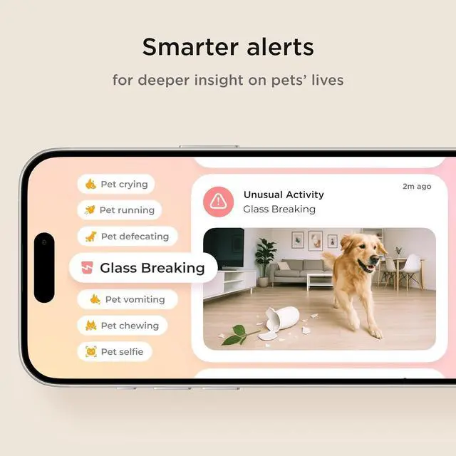 Alt view image 4 of 7 - Petcube Cam 360 Wi-Fi Pan-Tilt Pet Security Camera with App | No subscription required, 1080p HD video, 360° rotation, night vision, AI alerts for dog, cat & home monitoring