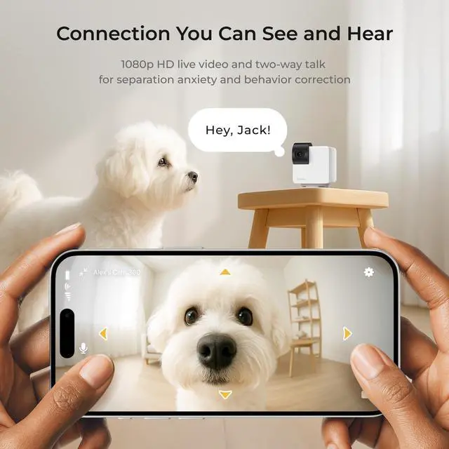 Alt view image 7 of 7 - Petcube Cam 360 Wi-Fi Pan-Tilt Pet Security Camera with App | No subscription required, 1080p HD video, 360° rotation, night vision, AI alerts for dog, cat & home monitoring