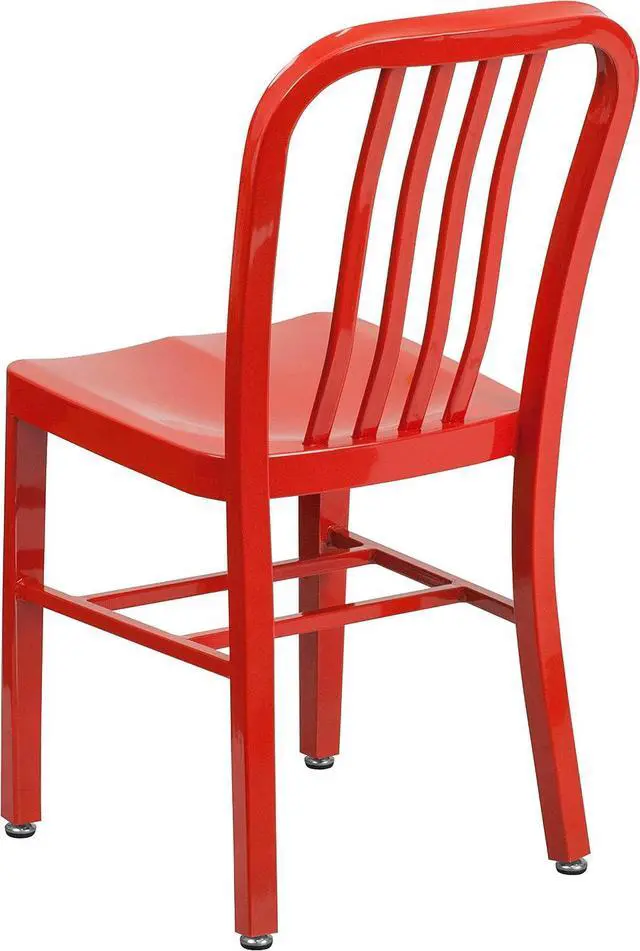 Alt view image 5 of 7 - Flash Furniture Gael Indoor/Outdoor Modern Metal Dining Chairs, Commercial-Grade Galvanized Steel Restaurant Chairs, Set of 2, Red | Indoor/Outdoor Use