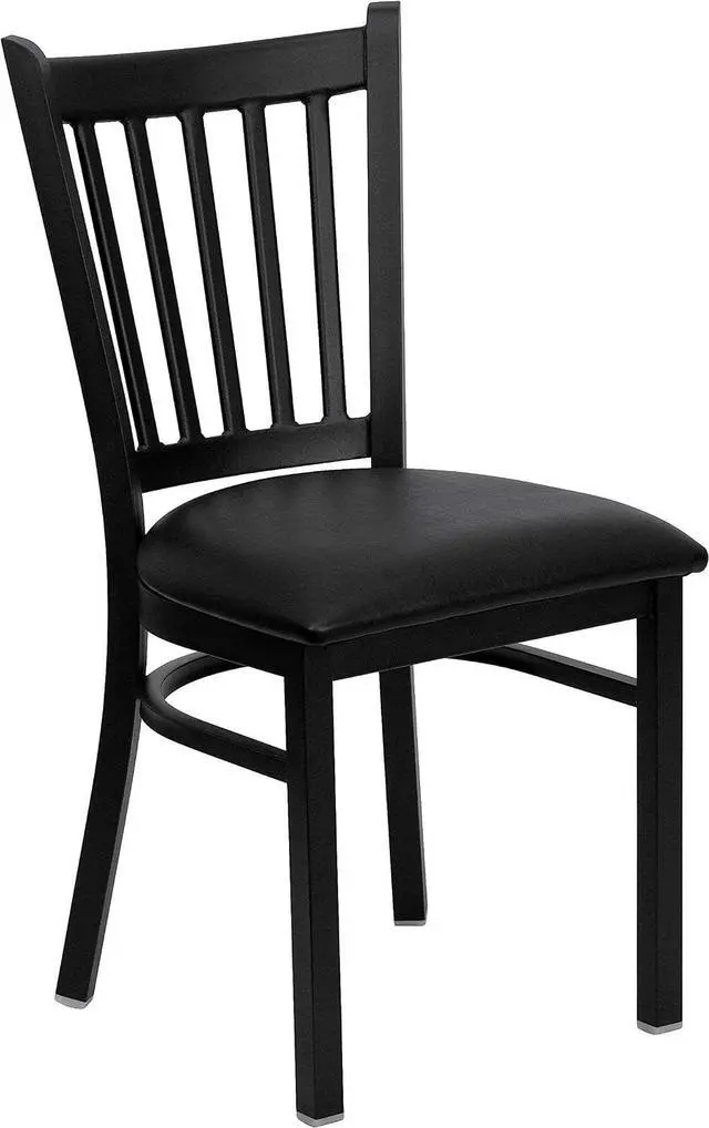 Main image of Flash Furniture Hercules Metal Vertical Back Restaurant Chair, Black | Vinyl Upholstery, Durable Construction, Commercial Use