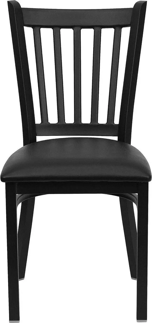 Alt view image 6 of 6 - Flash Furniture Hercules Metal Vertical Back Restaurant Chair, Black | Vinyl Upholstery, Durable Construction, Commercial Use