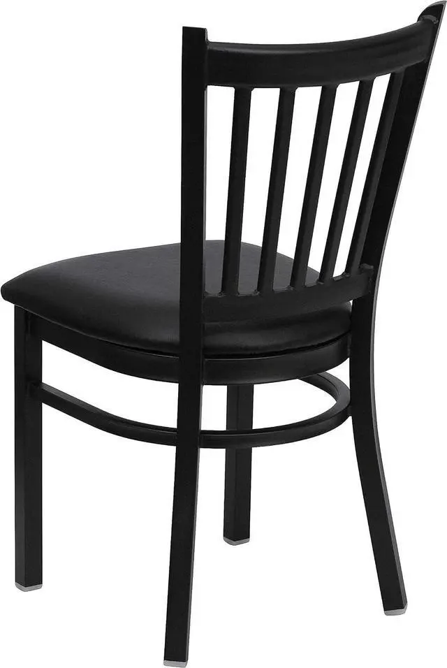 Alt view image 5 of 6 - Flash Furniture Hercules Metal Vertical Back Restaurant Chair, Black | Vinyl Upholstery, Durable Construction, Commercial Use