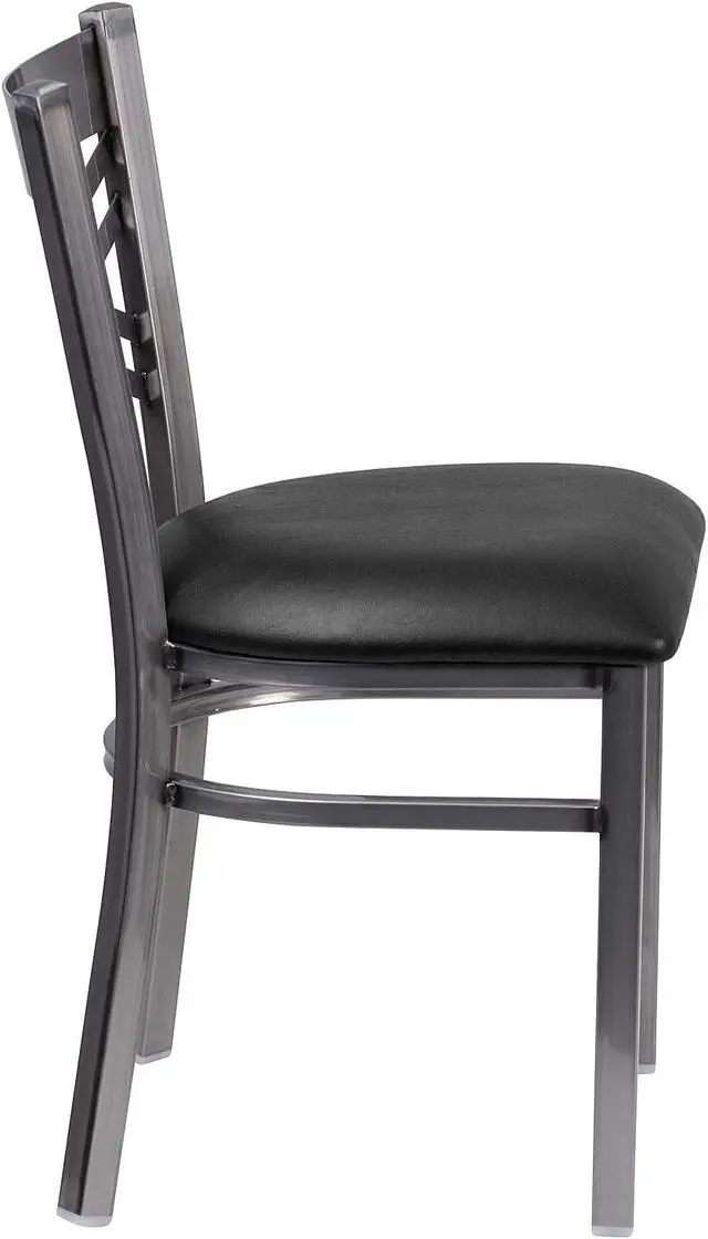 Alt view image 7 of 7 - Flash Furniture Hercules Metal Clear Coat Restaurant Chair, Black | X Back Style, Vinyl Upholstery, Durable Construction, Commercial Use