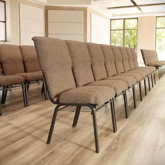 Alt view image 2 of 7 - Flash Furniture Advantage Mixed Tan Discount Church Chair - 21 in. Wide | Durable Construction, Commercial Use