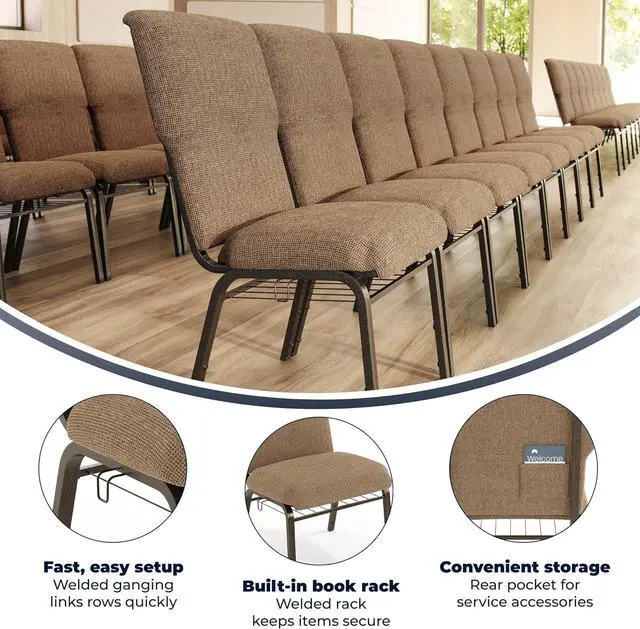 Alt view image 4 of 7 - Flash Furniture Advantage Mixed Tan Discount Church Chair - 21 in. Wide | Durable Construction, Commercial Use