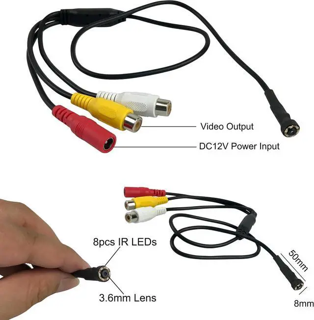 Alt view image 4 of 7 - Vanxse® CCTV Mini Security Camera Hd 3.6mm 90degree 1000tvl 6PCS Infrared IR LEDs Night Vision Pipe Snake Inspection Camera Mini CCTV Surveillance Indoor Camera