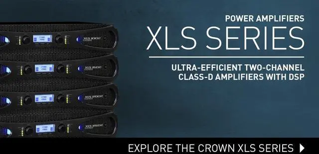 Alt view image 6 of 7 - Crown XLS1002 2-Channel Class D DriveCore Professional Power Amplifier with DSP, Band Pass Filters & Peakx Limiters. XLR/RCA Inputs, 350W at 4 Ohm, PureBand Crossover System. Black