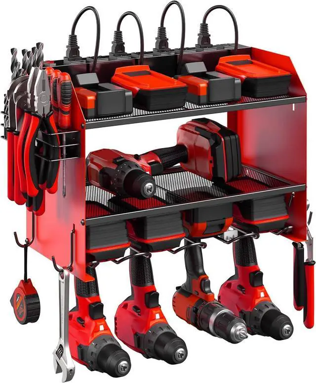 Main image of CCCEI Wall Mount Modular Tool Charging Organizer, Red, 1 Pack, 3 Tier.