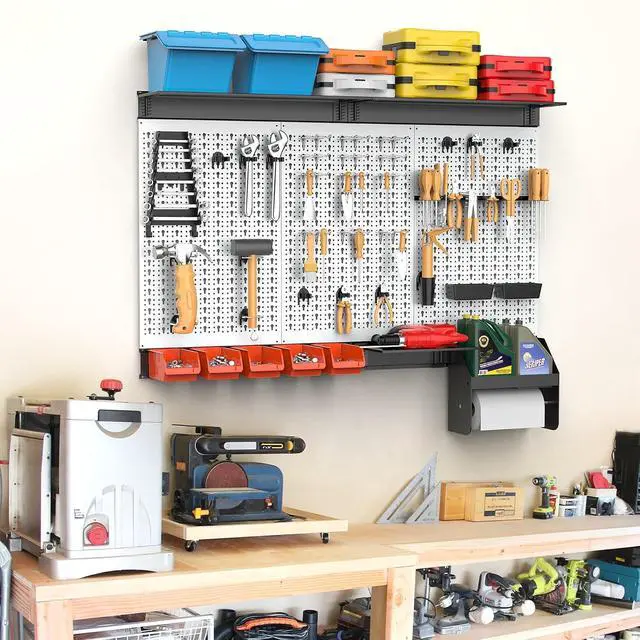 Alt view image 2 of 7 - TORACK Pegboard Wall Organizer Kit 48x24 in, Garage Metal Tool Pegboard