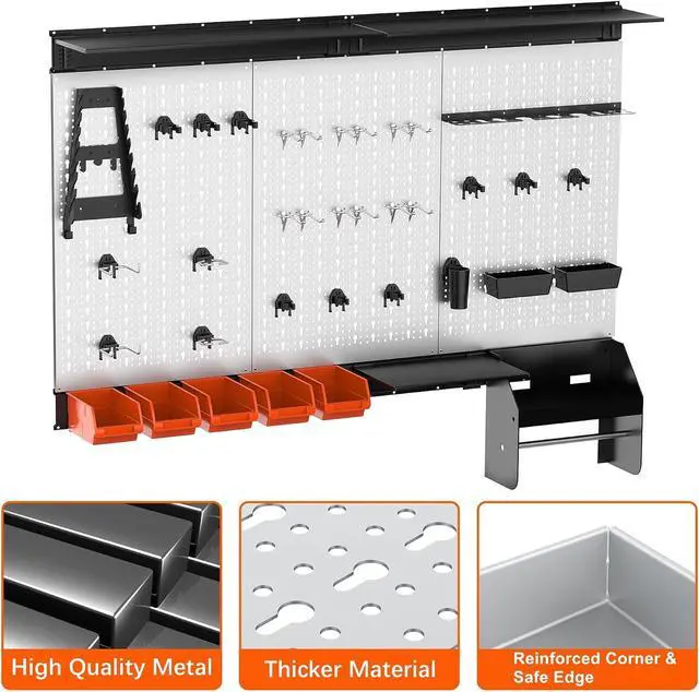 Alt view image 4 of 7 - TORACK Pegboard Wall Organizer Kit 48x24 in, Garage Metal Tool Pegboard