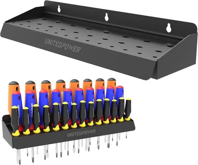 Main image of UNITEDPOWER Screwdriver Holder, Wall Mount Storage Rack Organizer for Workshop, Shed, Garage, Home, Stores up to 32 Screwdrivers or Small Tools