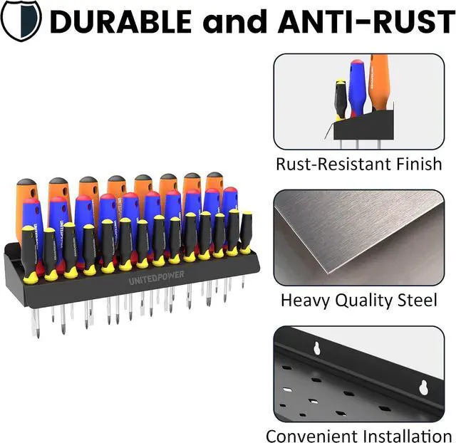 Alt view image 3 of 7 - UNITEDPOWER Screwdriver Holder, Wall Mount Storage Rack Organizer for Workshop, Shed, Garage, Home, Stores up to 32 Screwdrivers or Small Tools