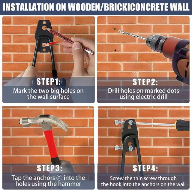 Alt view image 6 of 7 - KOFANI Steel Garage Storage Hooks-16 Pack Black Heavy Duty Wall Mount Hooks