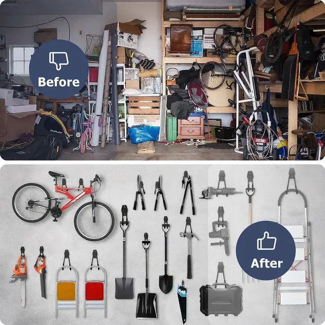 Alt view image 7 of 7 - KOFANI Steel Garage Storage Hooks-16 Pack Black Heavy Duty Wall Mount Hooks
