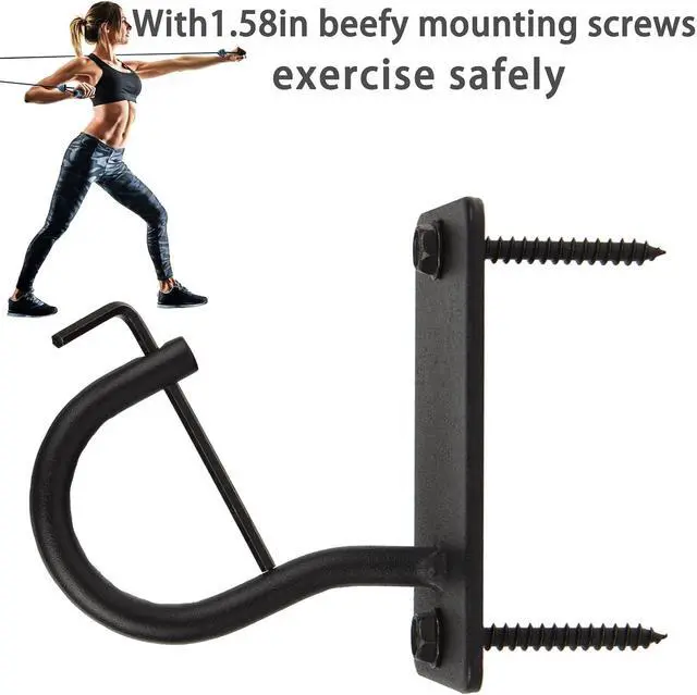 Alt view image 5 of 7 - Resistance Band Wall Anchors Mount 5 Set with Lock, Gym Workout Band Heavy Duty Steel Wall Hook Bracket Rack for Home Office Training Strength Exercise Stretching Storage