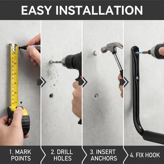 Alt view image 6 of 6 - Garage Storage Jumbo Arm Hook Heavy Duty Wall Mount Organizer Utility Garden Hanger with EVA Protector, 6 Pcs 15" Kayak Storage Hooks