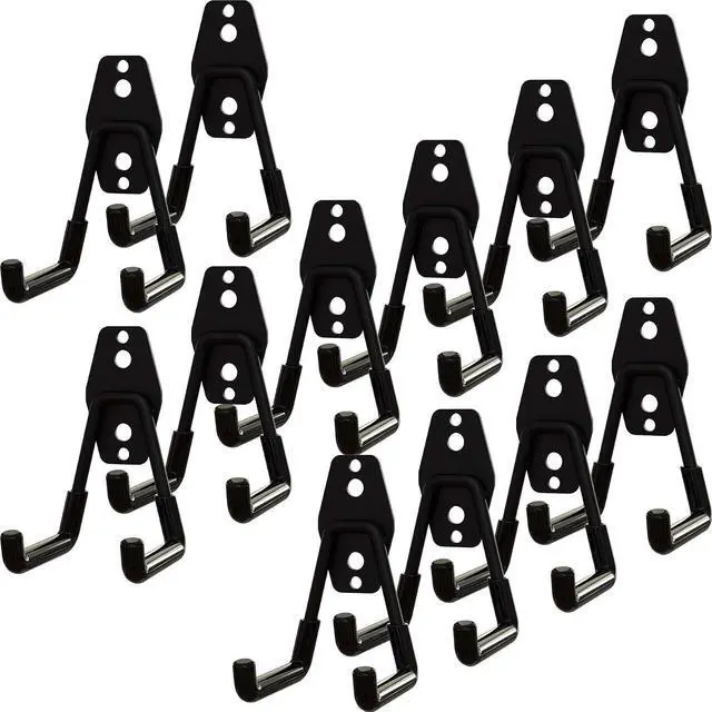Main image of Garage Hooks Heavy Duty, 12 Pack Black Metal U Square Organizing Hooks for Hanging Heavy Duty, Bike Ladder Hangers, Iron Rust-Proof Screw-in Utility System Tool Organizer Wall Storage
