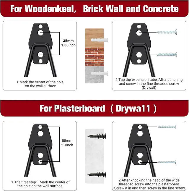 Alt view image 3 of 7 - Garage Hooks Heavy Duty, 12 Pack Black Metal U Square Organizing Hooks for Hanging Heavy Duty, Bike Ladder Hangers, Iron Rust-Proof Screw-in Utility System Tool Organizer Wall Storage