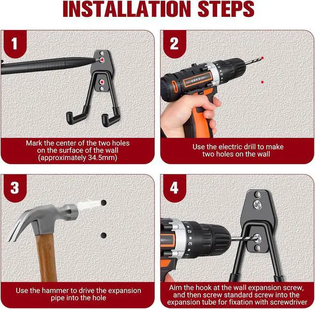 Alt view image 4 of 7 - Garage Hooks Heavy Duty, 12 Pack Black Metal U Square Organizing Hooks for Hanging Heavy Duty, Bike Ladder Hangers, Iron Rust-Proof Screw-in Utility System Tool Organizer Wall Storage