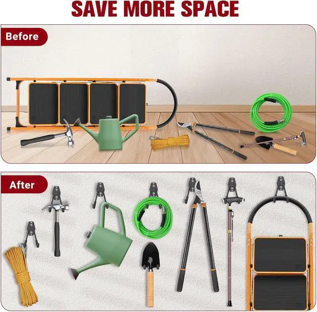 Alt view image 7 of 7 - Garage Hooks Heavy Duty, 12 Pack Black Metal U Square Organizing Hooks for Hanging Heavy Duty, Bike Ladder Hangers, Iron Rust-Proof Screw-in Utility System Tool Organizer Wall Storage