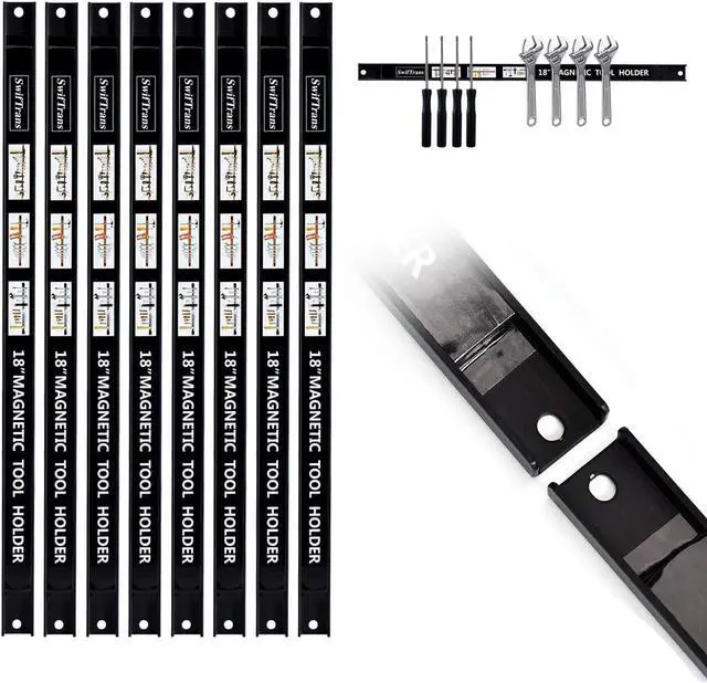 Alt view image 6 of 7 - Magnetic Tool Holder 18 Inch 8 Pack Heavy Duty Magnet Tool Bar Strip Rack Wall Mount