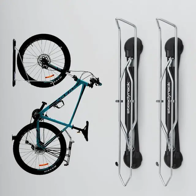 Alt view image 3 of 7 - Steadyrack Swivel Bike Wall Mount, Vertical Mountain Bike Rack, Garage