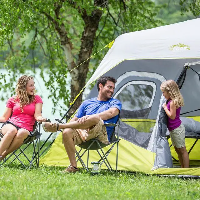 Alt view image 3 of 7 - CORE Instant Cabin Tents | Family Cabin Multi Room Pop Up Tents Car Camping | Included Storage Pockets for Camping Accessories