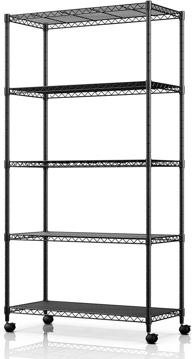 Main image of YSSOA 5-Tier Heavy Duty Storage Shelving Unit, 1250 Lbs Loading Capacity, 29.92" W x 13.98" D x 61.02" H, Black